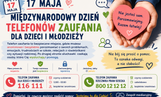 17 maja międzynarodowy dzień telefonów zaufania dl dzieci i młodzieży plakat.