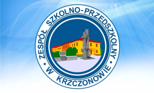 Logo szkoły na niebieskim tle